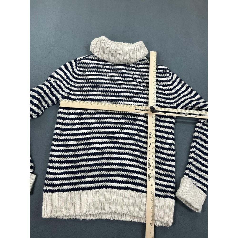 Lands' End Canvas Sweater Womens Small Blue Striped Wool‎ Blend Turtleneck Knit - Picture 6 of 9